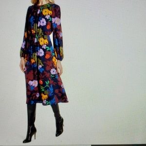 Halogen Colorful Flowers Long Sleeve Dress